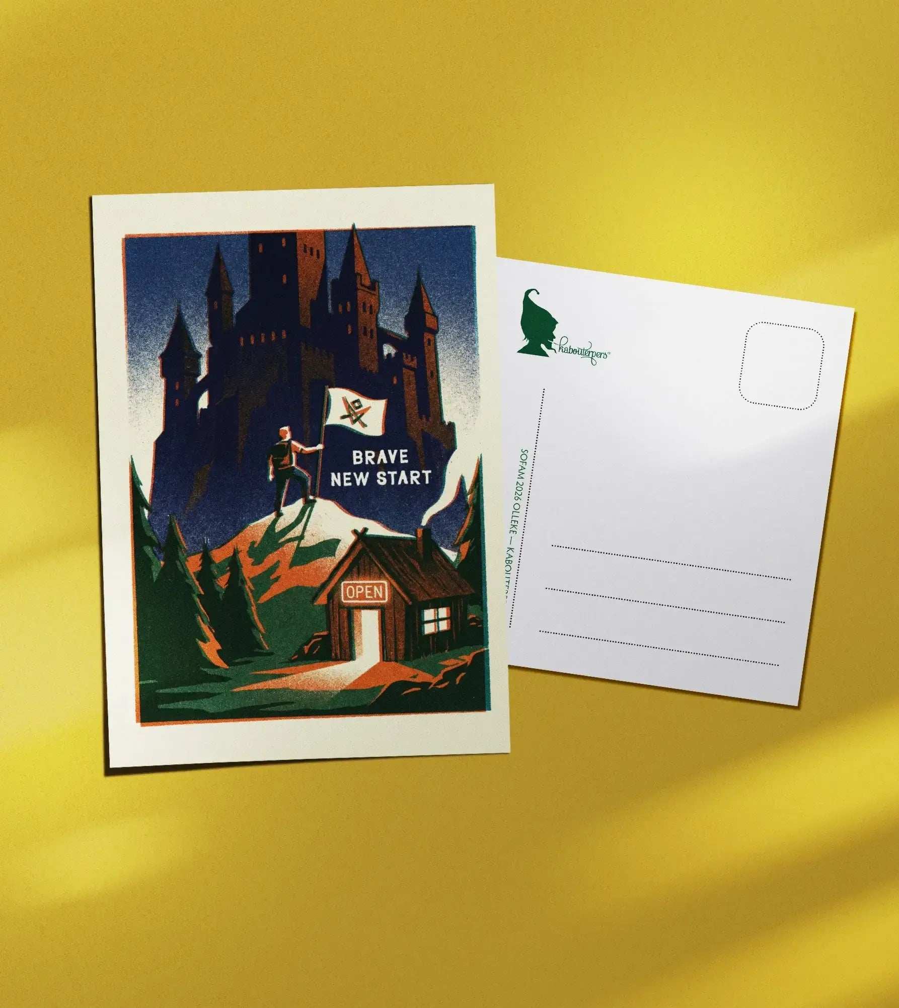 Just Because postcard brave new start - Olleke Wizarding Shop Amsterdam