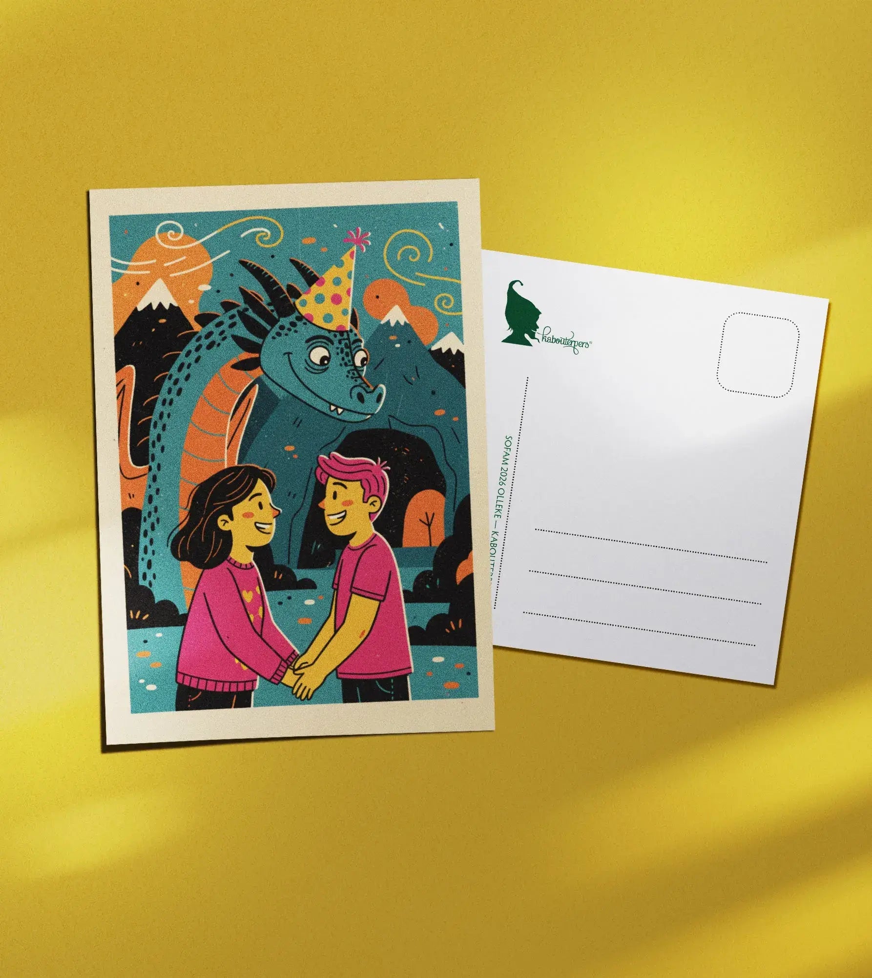 Across Worlds postcard Dragon blank - Olleke Wizarding Shop Amsterdam
