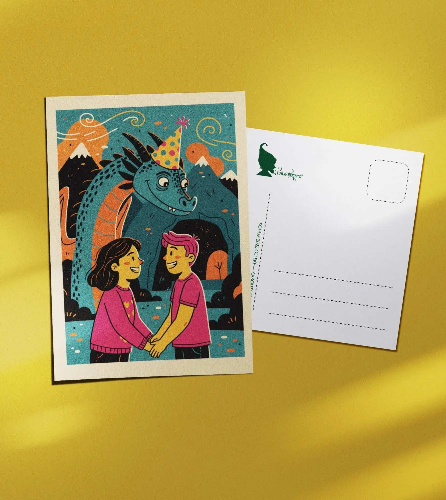Across Worlds postcard Dragon blank - Olleke Wizarding Shop Amsterdam