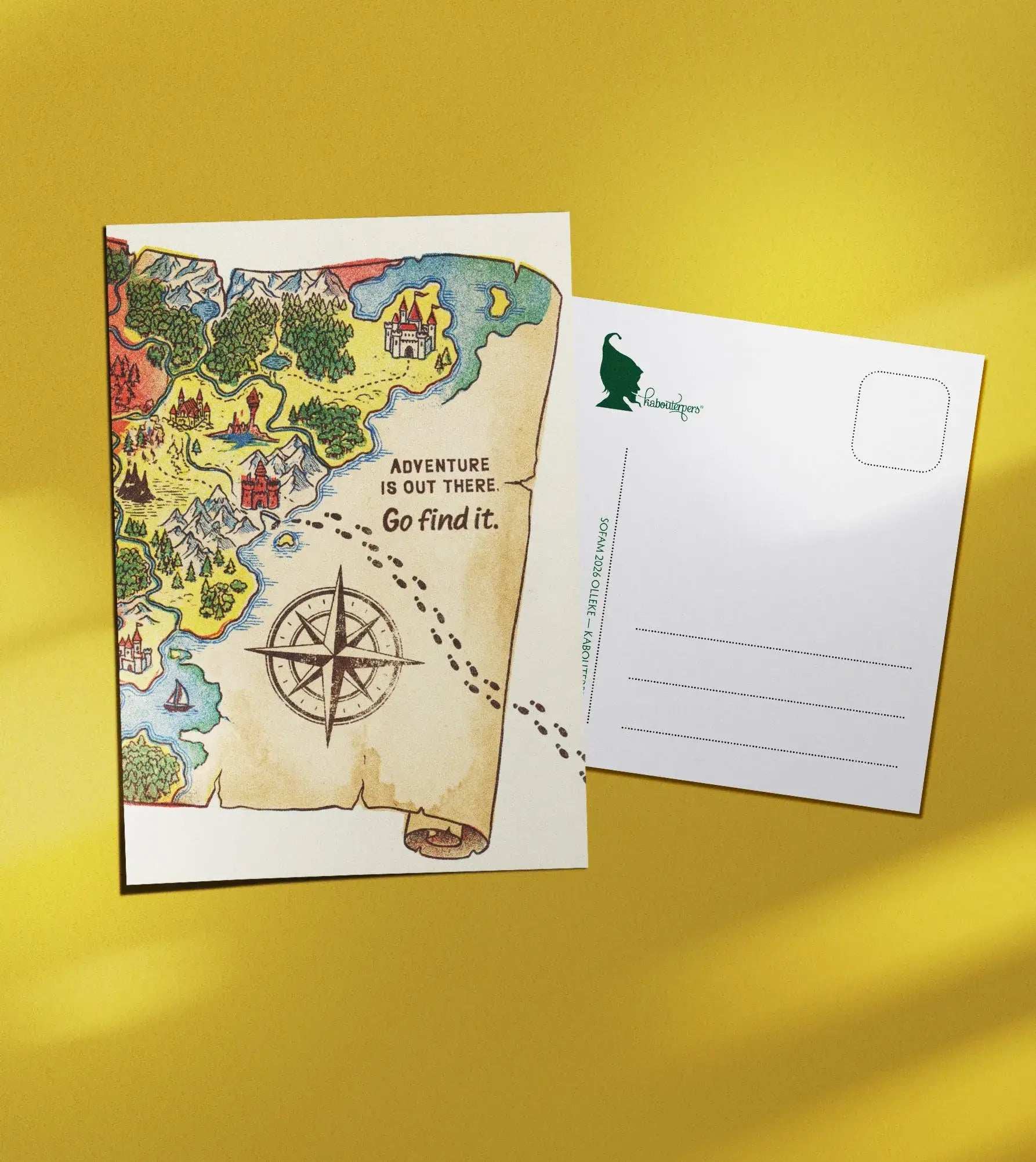 Just Because postcard Adventure is out there. Go find it. - Olleke Wizarding Shop Amsterdam