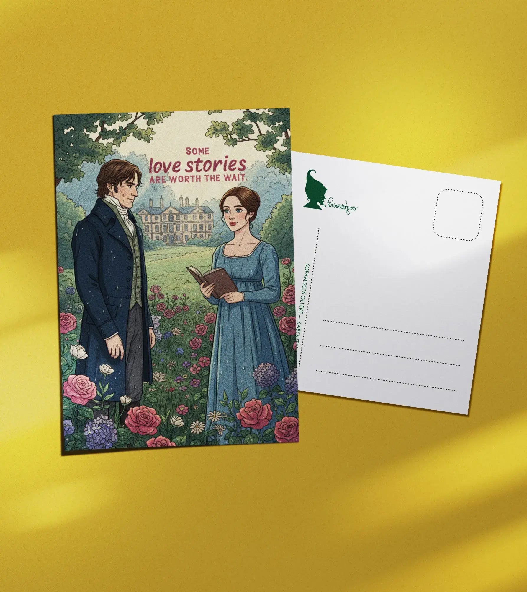 Booklover postcard Some love stories are worth the wait - Olleke Wizarding Shop Amsterdam