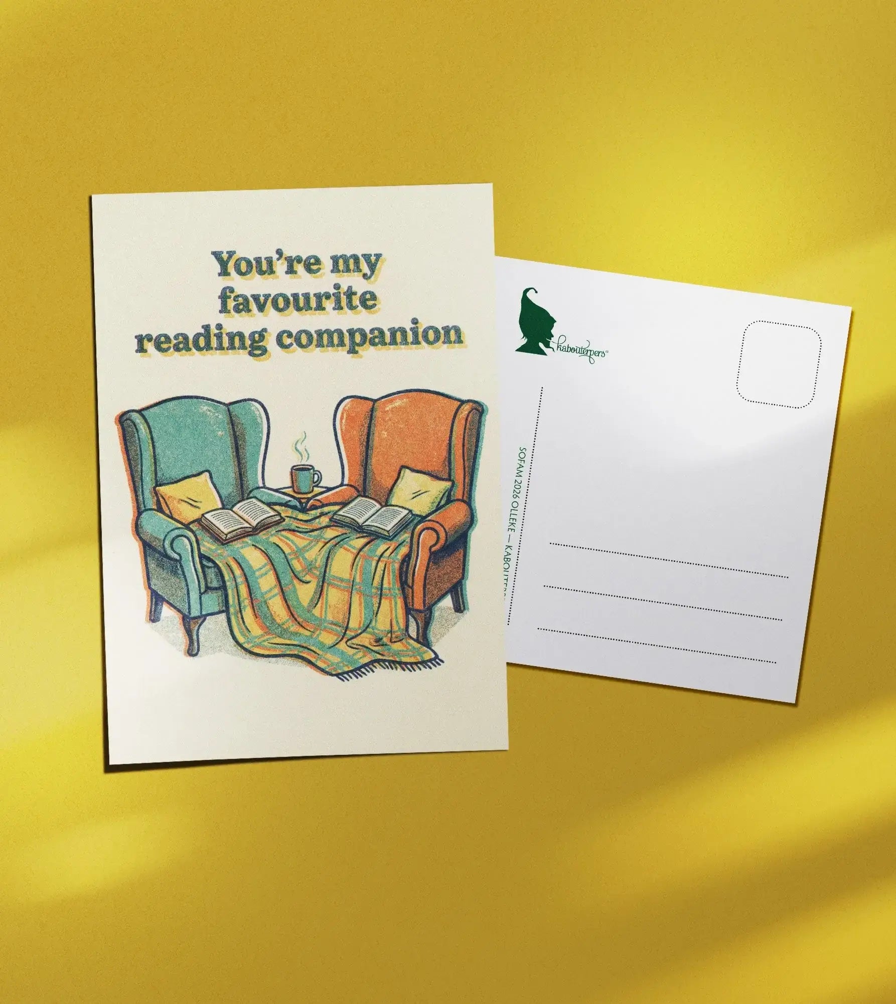 Booklover postcard You're my favourite reading companion - Olleke Wizarding Shop Amsterdam