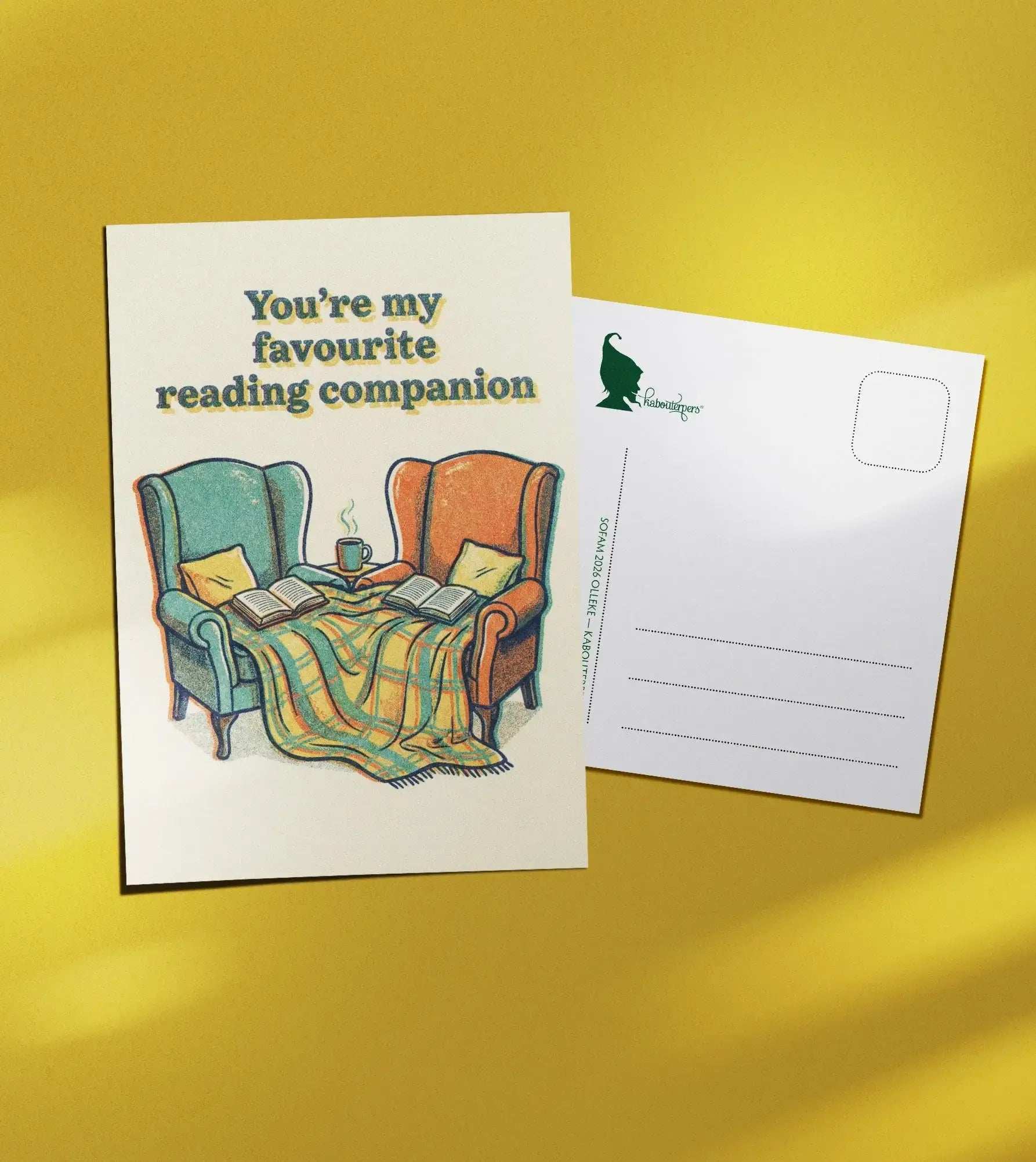 Booklover postcard You're my favourite reading companion - Olleke Wizarding Shop Amsterdam