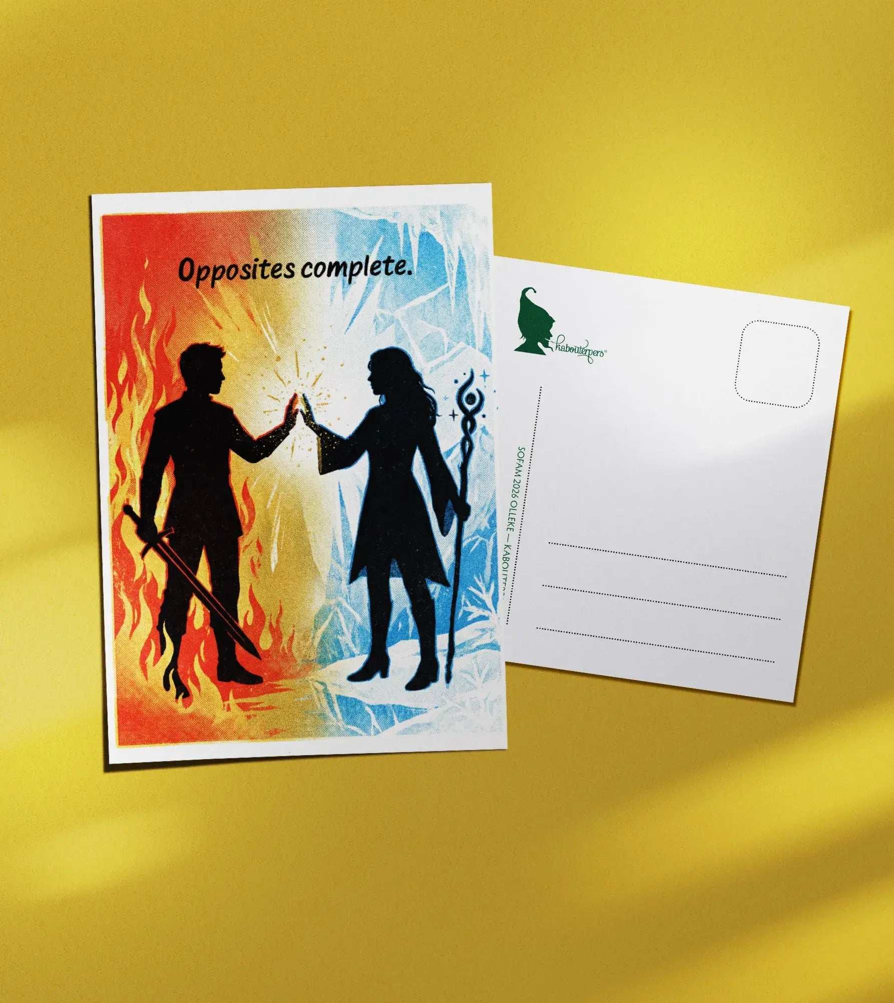 Across Worlds postcard Opposites complete - Olleke Wizarding Shop Amsterdam