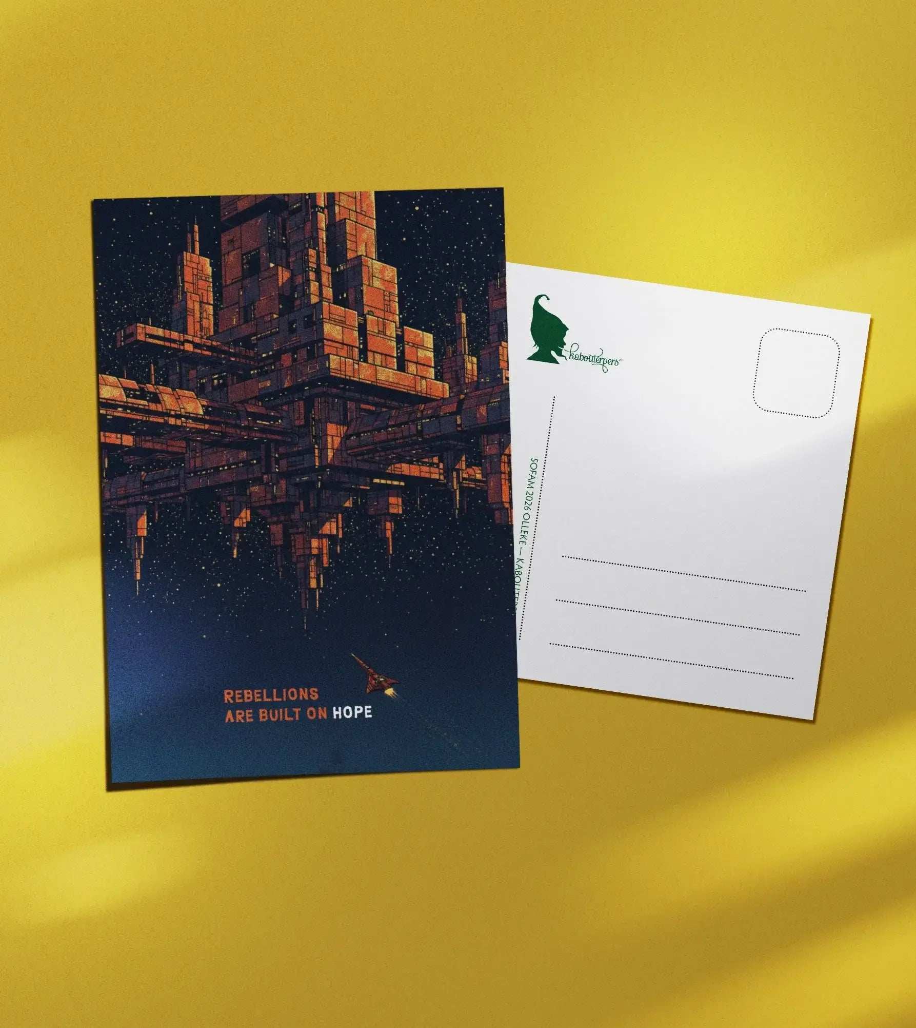 Across Worlds postcard Rebellions are built on hope - Olleke Wizarding Shop Amsterdam