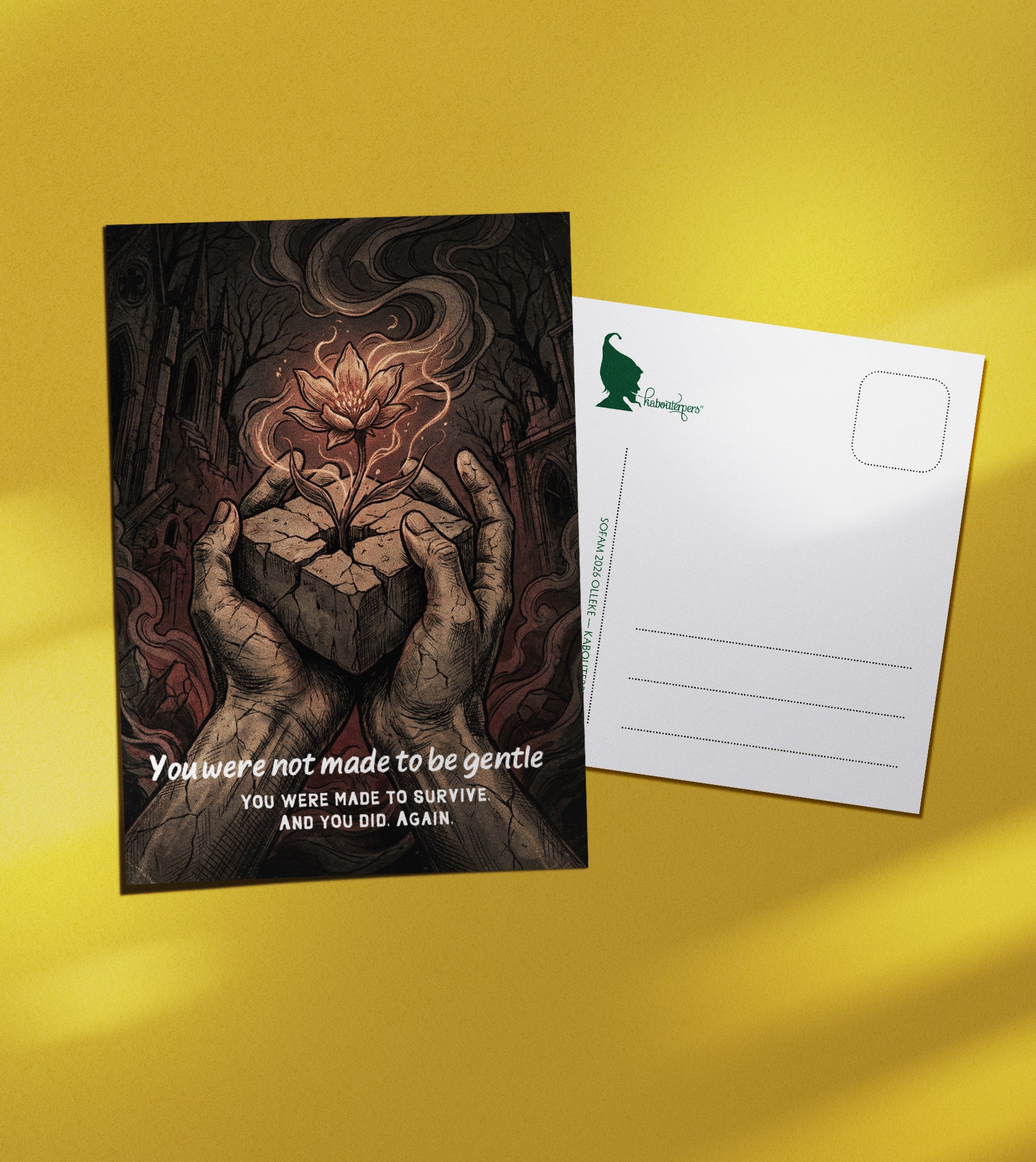 Torn Pages postcard You were not made to be gentle - Olleke Wizarding Shop Amsterdam