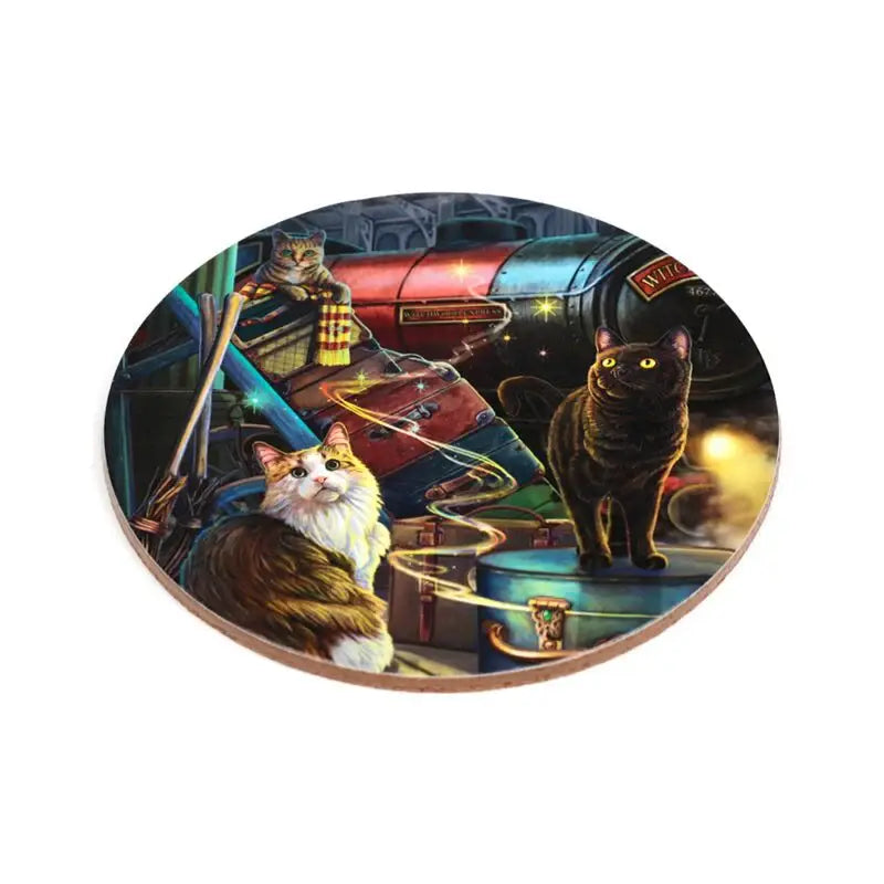 Lisa Parker Magical Cats Set of 4 Cork Coasters - Olleke Wizarding Shop Amsterdam