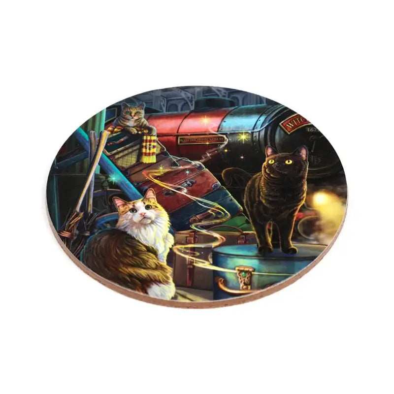 Lisa Parker Magical Cats Set of 4 Cork Coasters - Olleke Wizarding Shop Amsterdam