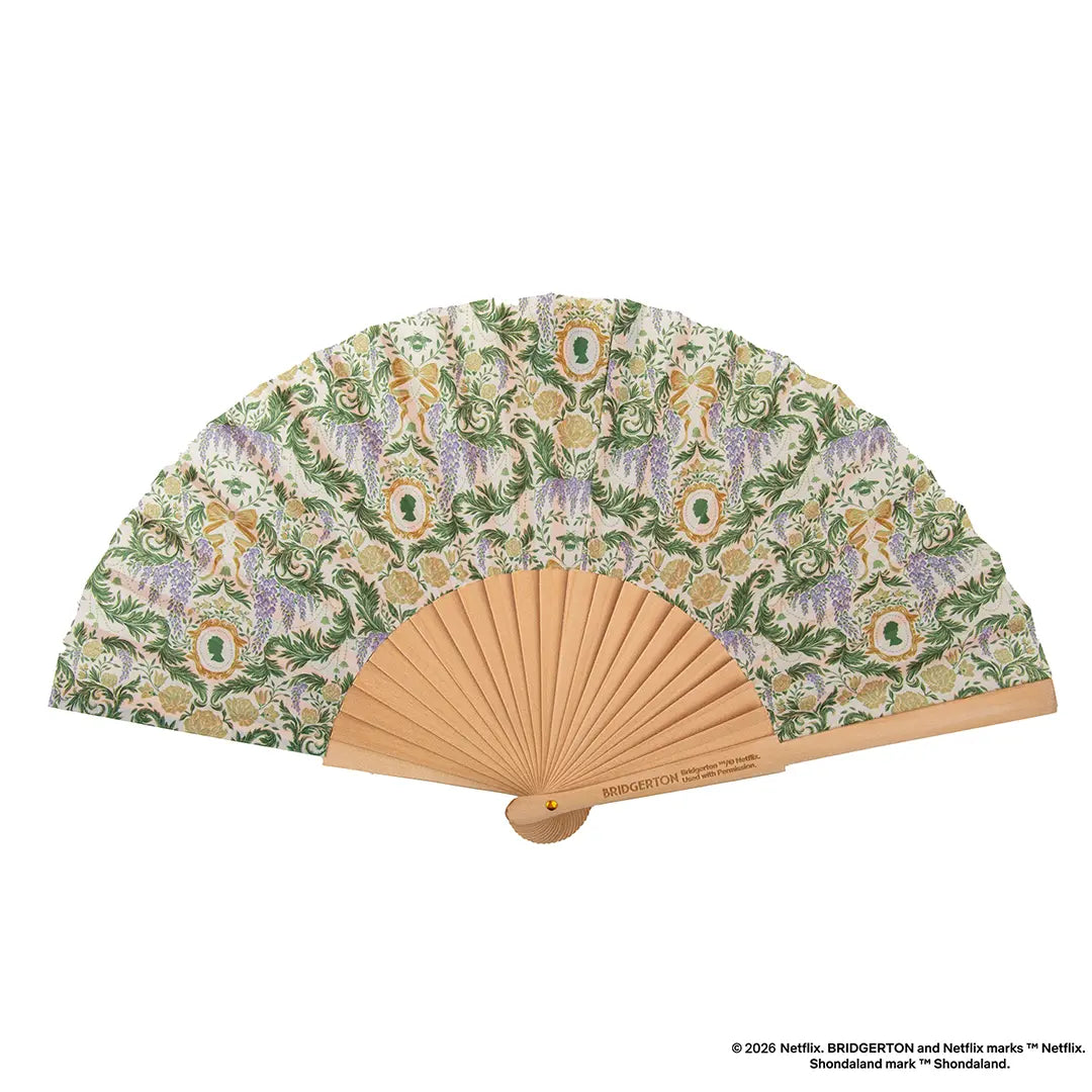 Bridgerton Green damask flourish fan - Olleke Wizarding Shop Amsterdam