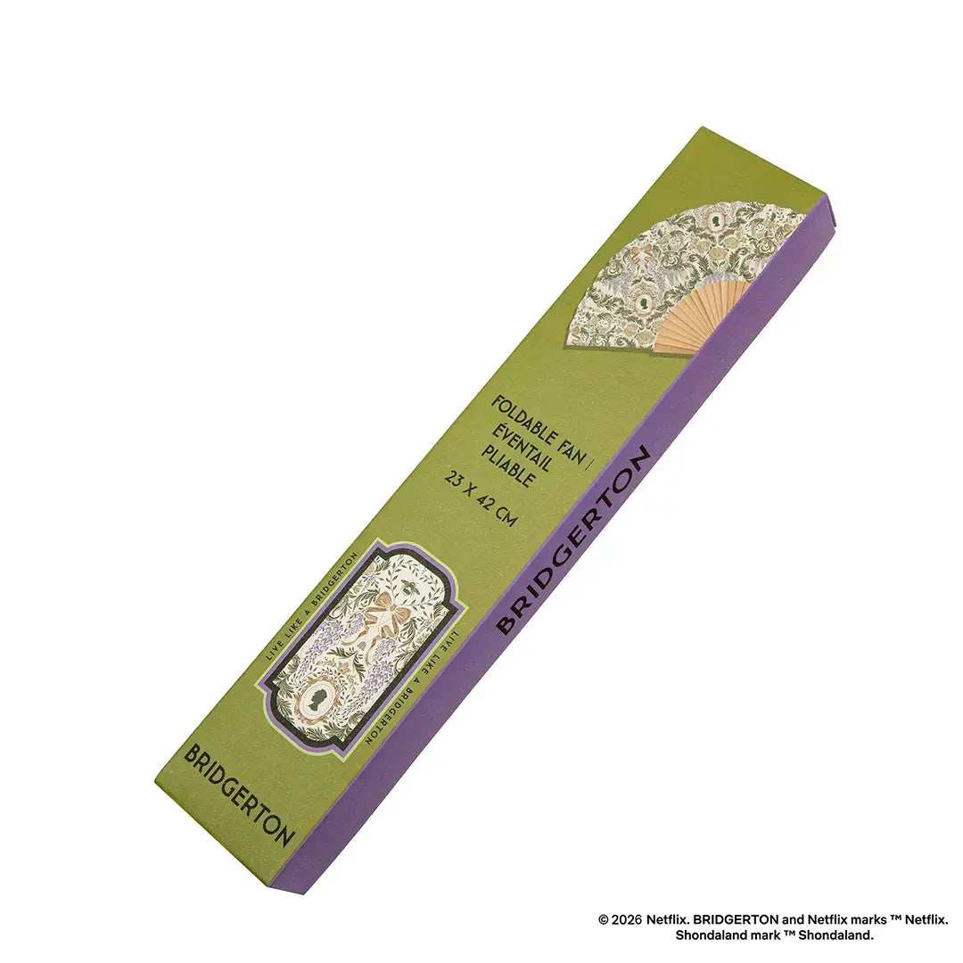 Bridgerton Green damask flourish fan - Olleke Wizarding Shop Amsterdam