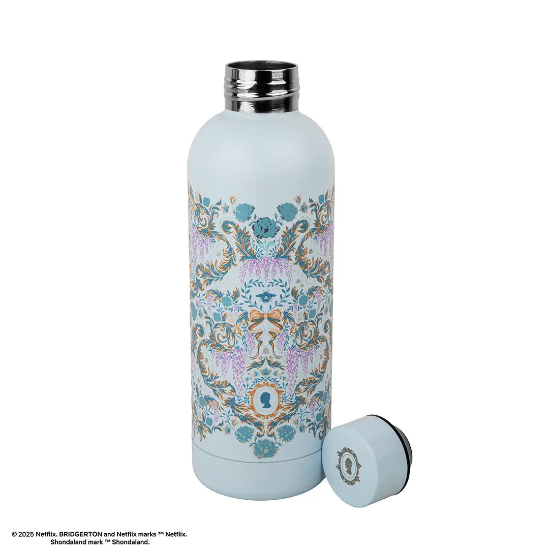 Bridgerton Insulated Bottle - Light Blue Damask Flowers