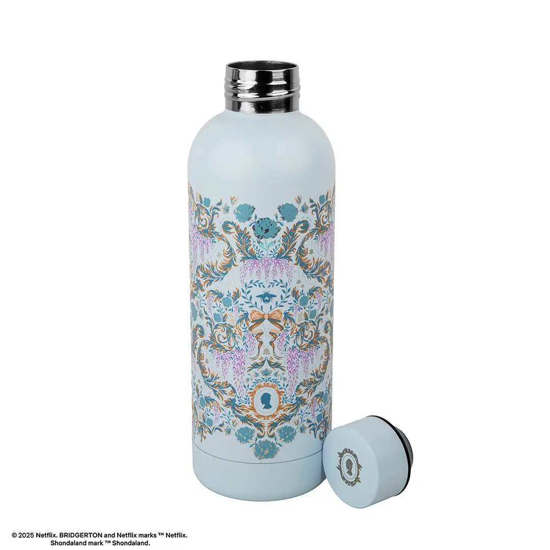 Bridgerton Insulated Bottle - Light Blue Damask Flowers