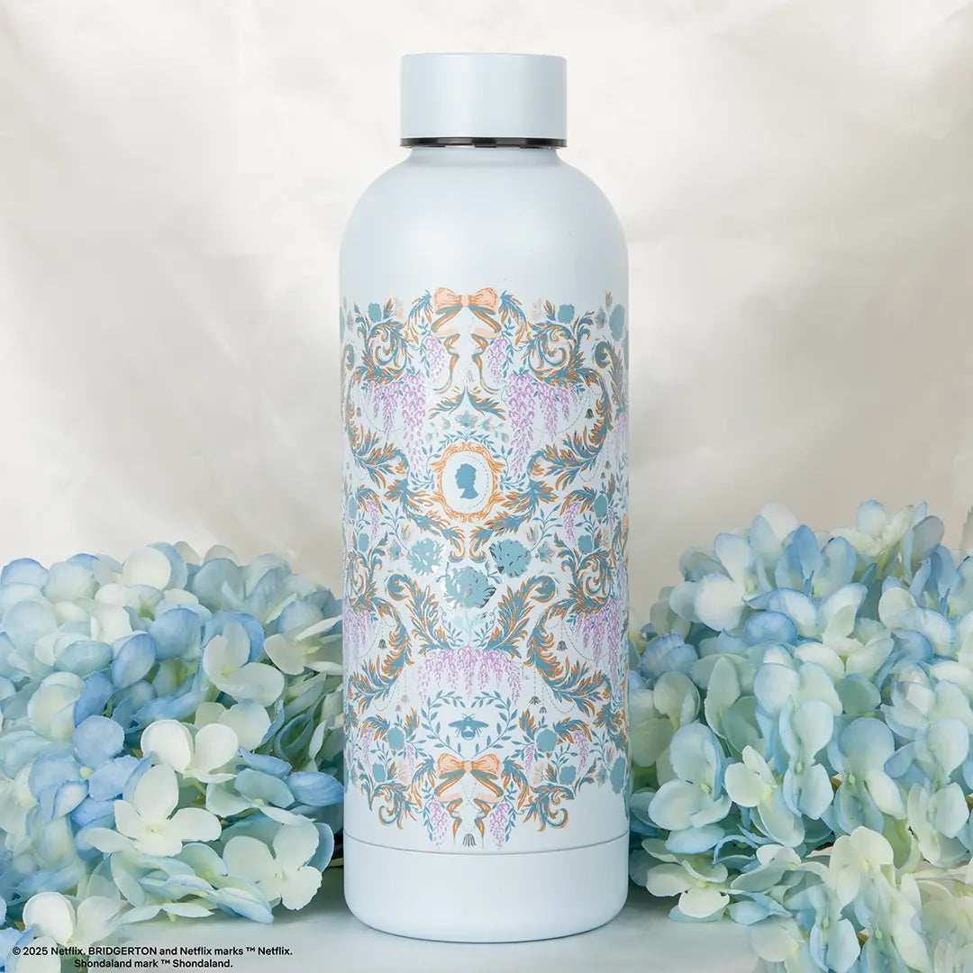 Bridgerton Insulated Bottle - Light Blue Damask Flowers