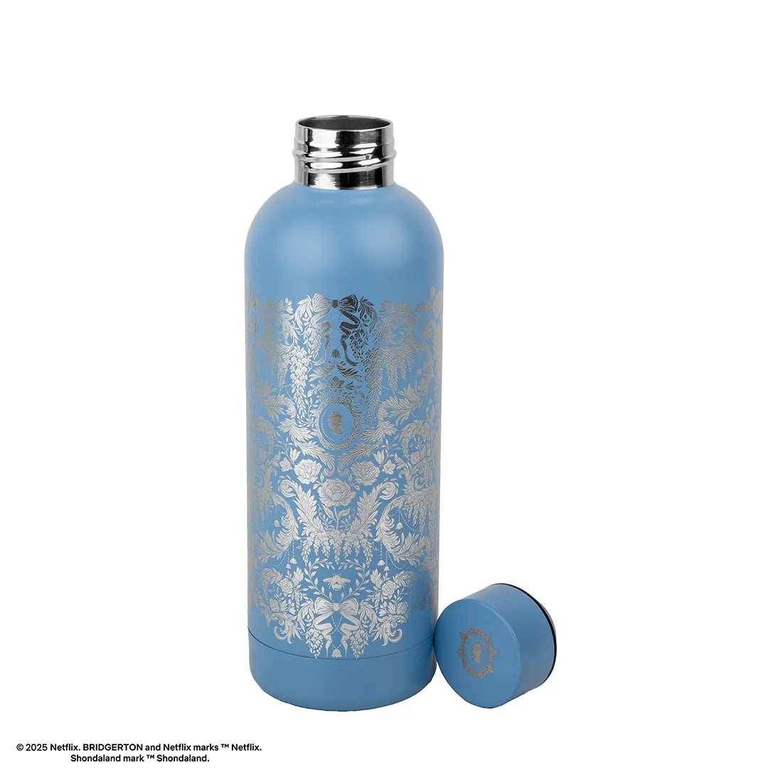 Bridgerton Insulated Bottle - Silver Damask Flowers