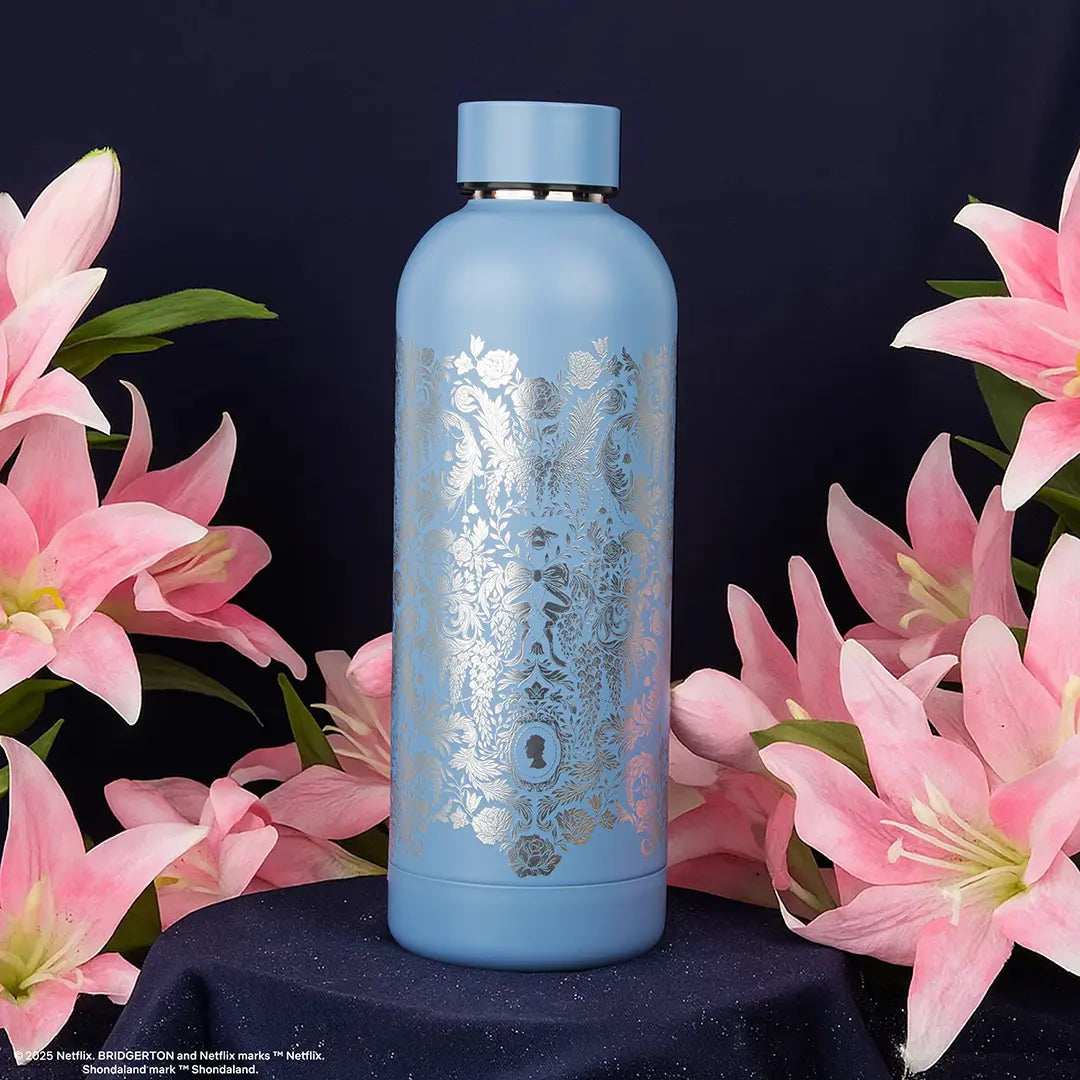 Bridgerton Insulated Bottle - Silver Damask Flowers