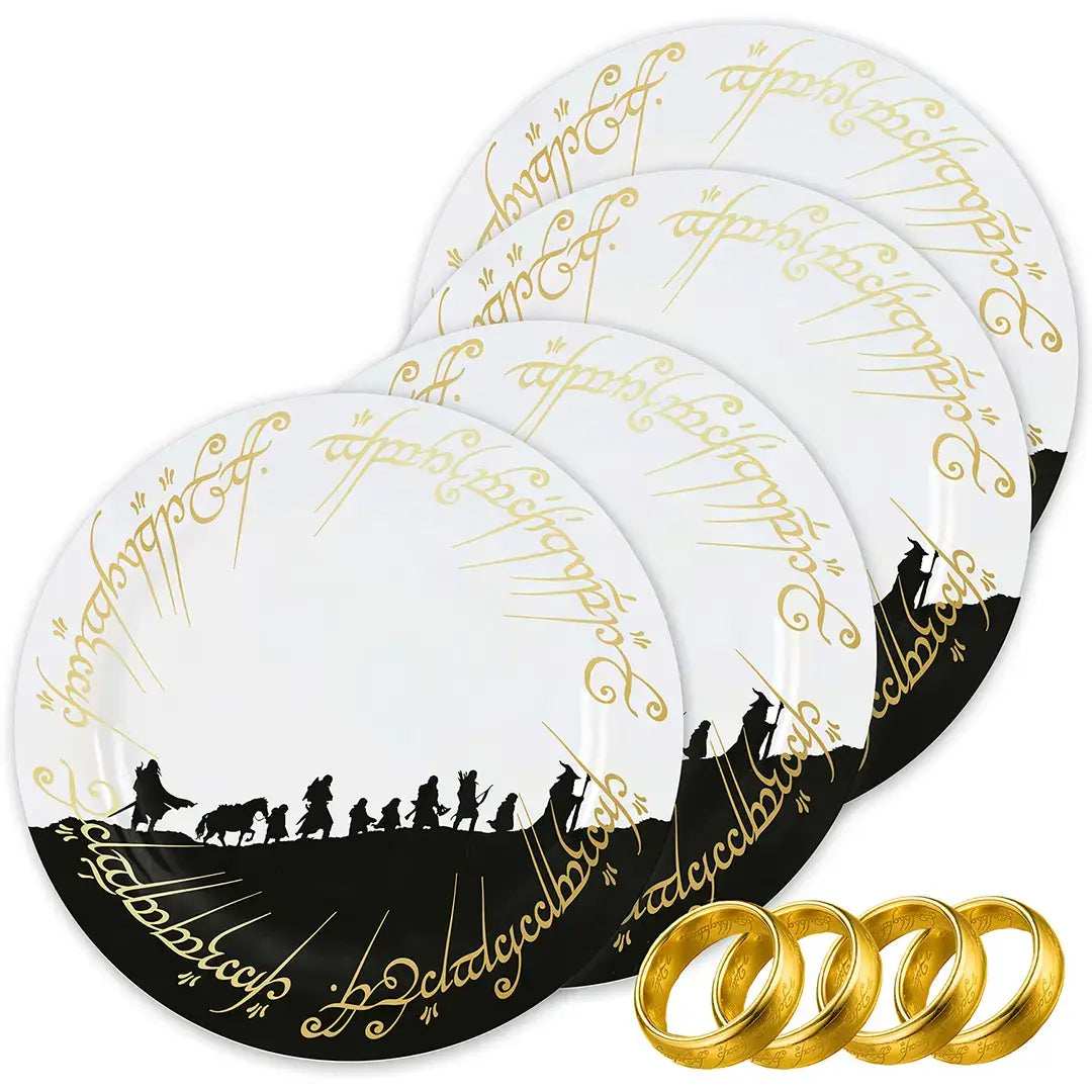 Lord of the rings Set of 4 plates with 4 napkin rings - Olleke Wizarding Shop Amsterdam