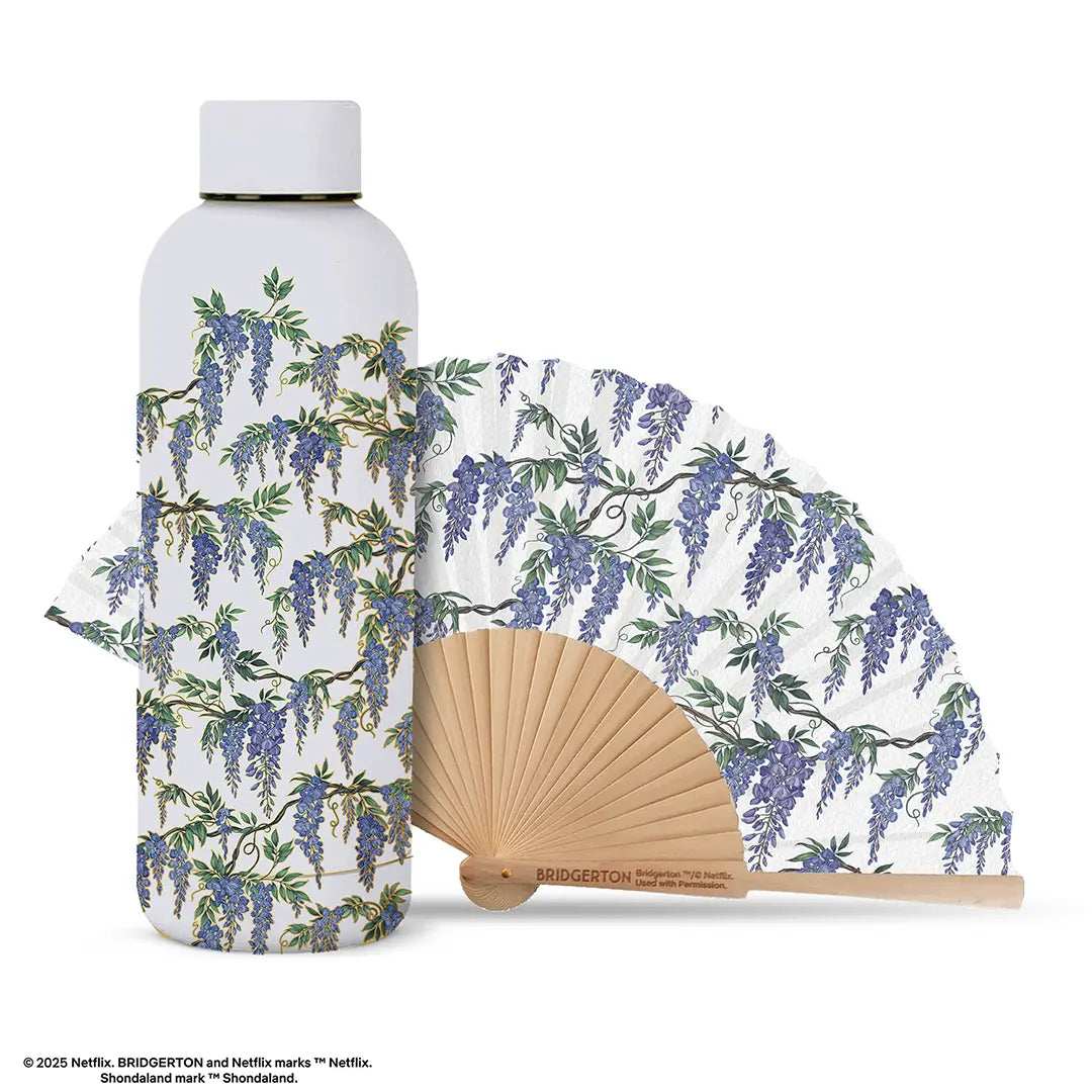 Bridgerton Insulated bottle and fan set - Blue Wisteria