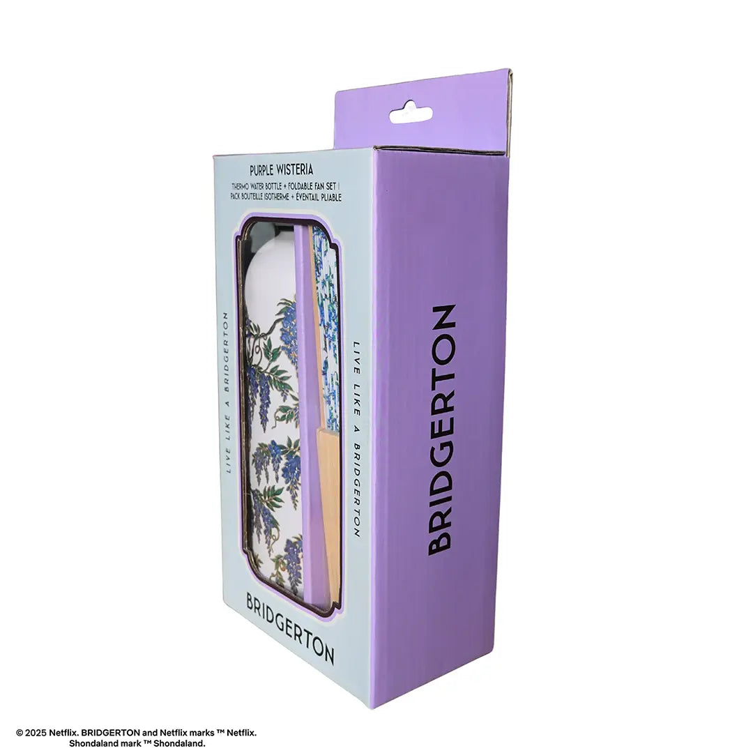 Bridgerton Insulated bottle and fan set - Blue Wisteria