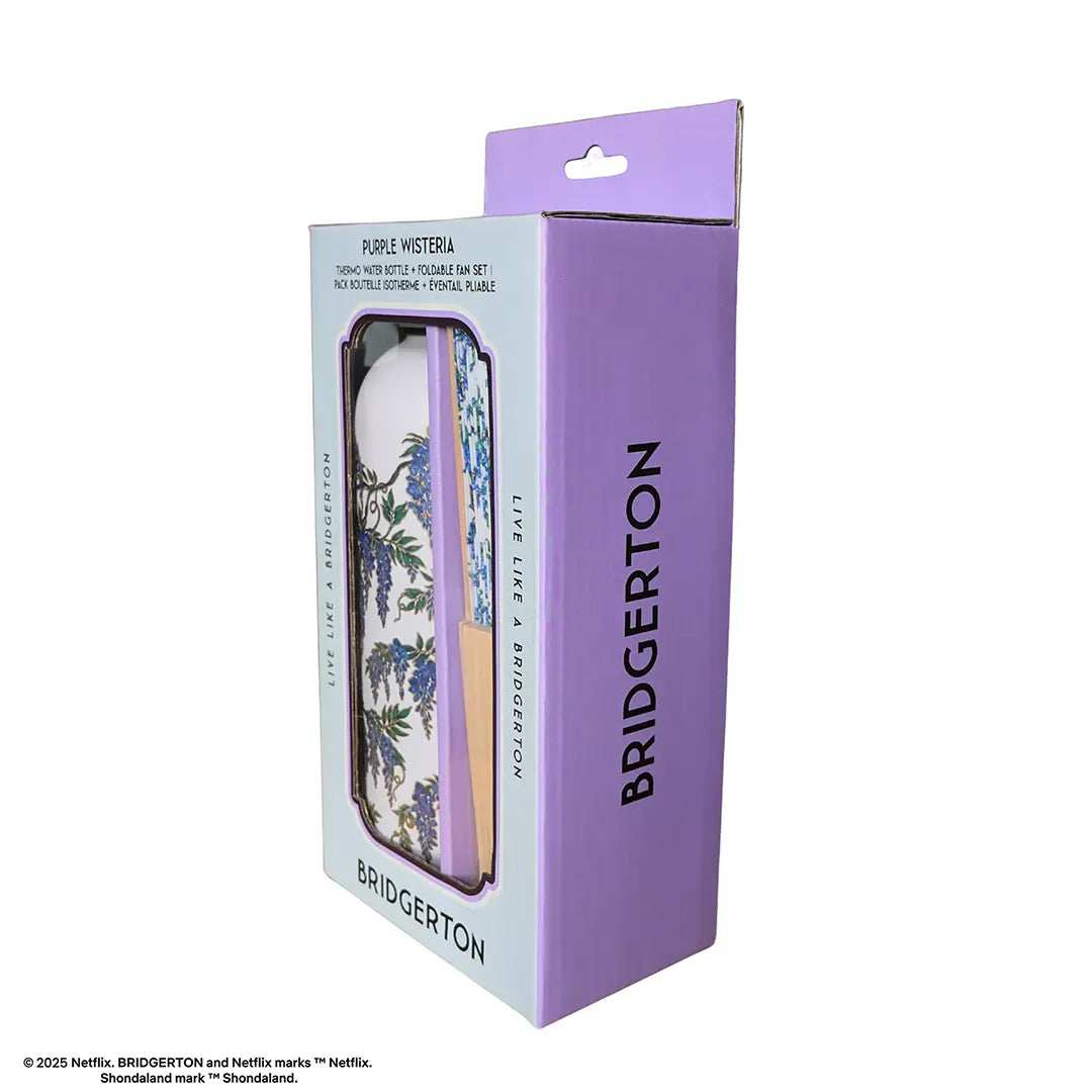Bridgerton Insulated bottle and fan set - Blue Wisteria