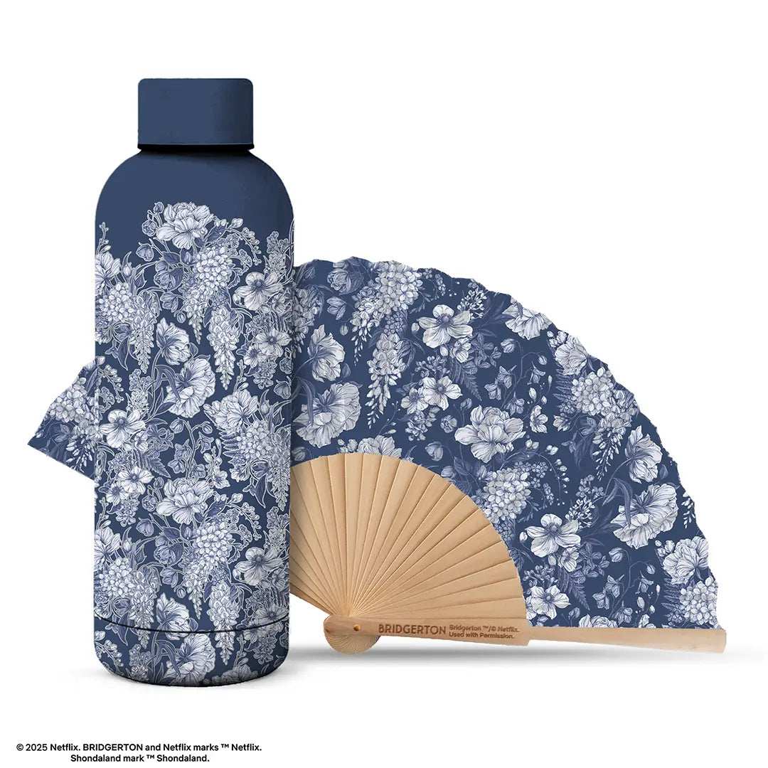 Bridgerton Insulated bottle and fan set - White Wisteria