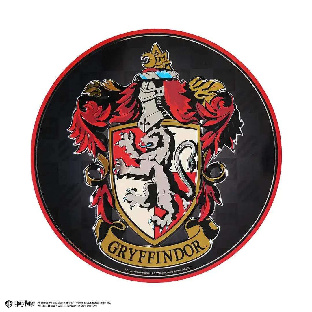 Harry Potter round aluminium plate Gryffindor - Olleke Wizarding Shop Amsterdam