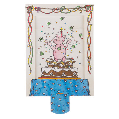Birthday pig slide card - Olleke Wizarding Shop Amsterdam