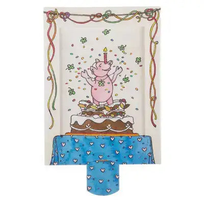 Birthday pig slide card - Olleke Wizarding Shop Amsterdam