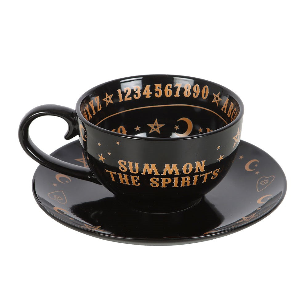 Black Talking Board Teacup and Saucer - Olleke Wizarding Shop Amsterdam