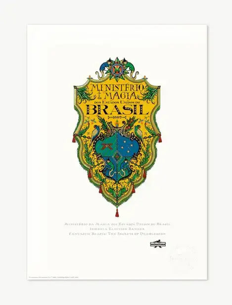 Ministério da Magia dos Estados Unidos do Brasil Insignia Election Banner Art Print - Olleke Wizarding Shop Amsterdam