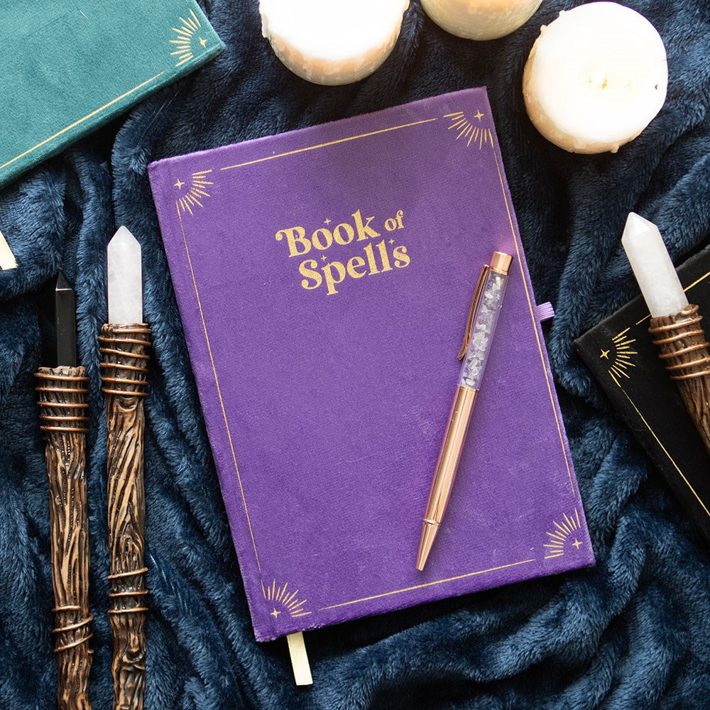 Book of Spells Journal with Amethyst Crystal Pen - Olleke Wizarding Shop Amsterdam
