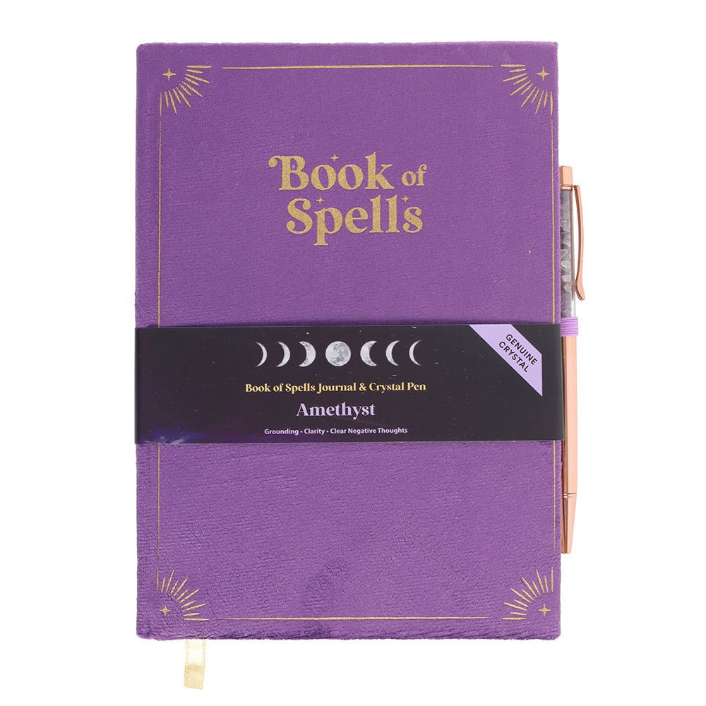 Book of Spells Journal with Amethyst Crystal Pen - Olleke Wizarding Shop Amsterdam