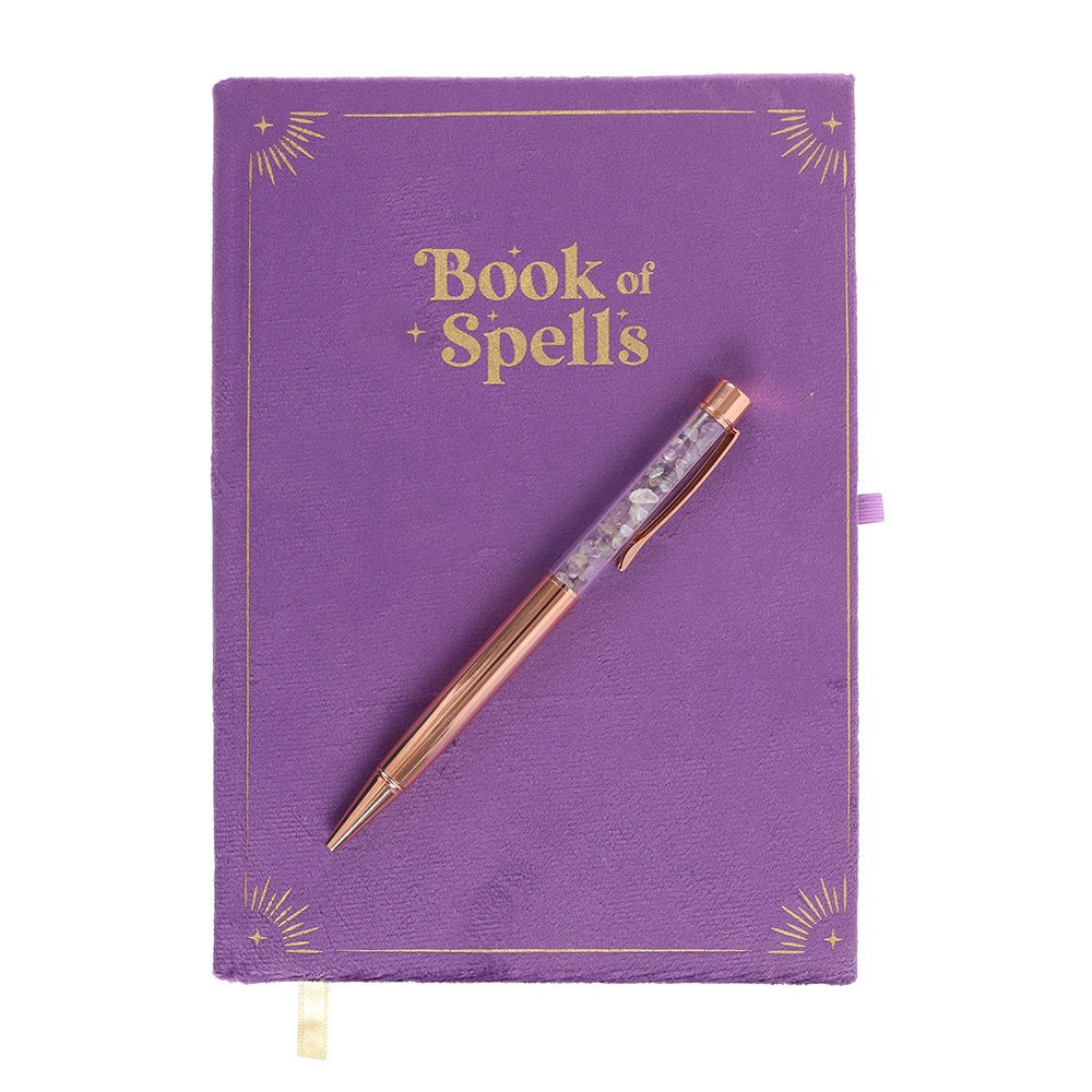 Book of Spells Journal with Amethyst Crystal Pen - Olleke Wizarding Shop Amsterdam