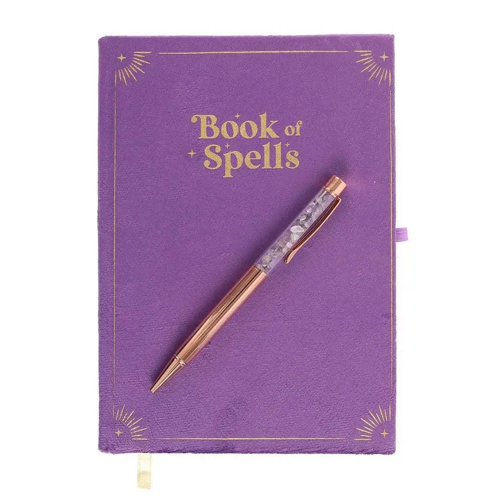 Book of Spells Journal with Amethyst Crystal Pen - Olleke Wizarding Shop Amsterdam