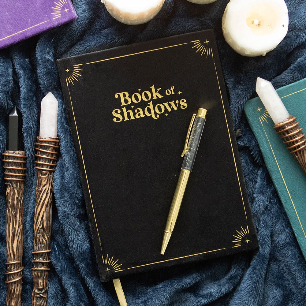 Book of Shadows Journal with Black Obsidian Crystal Pen - Olleke Wizarding Shop Amsterdam