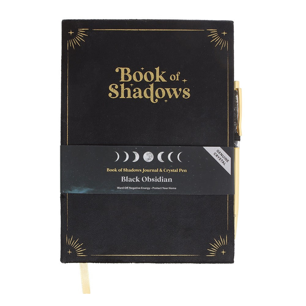 Book of Shadows Journal with Black Obsidian Crystal Pen - Olleke Wizarding Shop Amsterdam