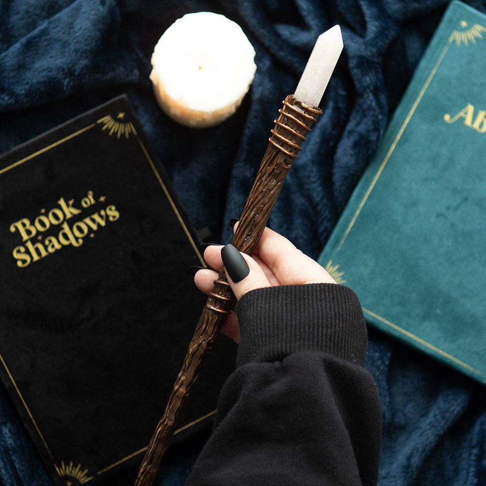 Thin Energy Clearing Aura Quartz Crystal Wand - Olleke Wizarding Shop Amsterdam