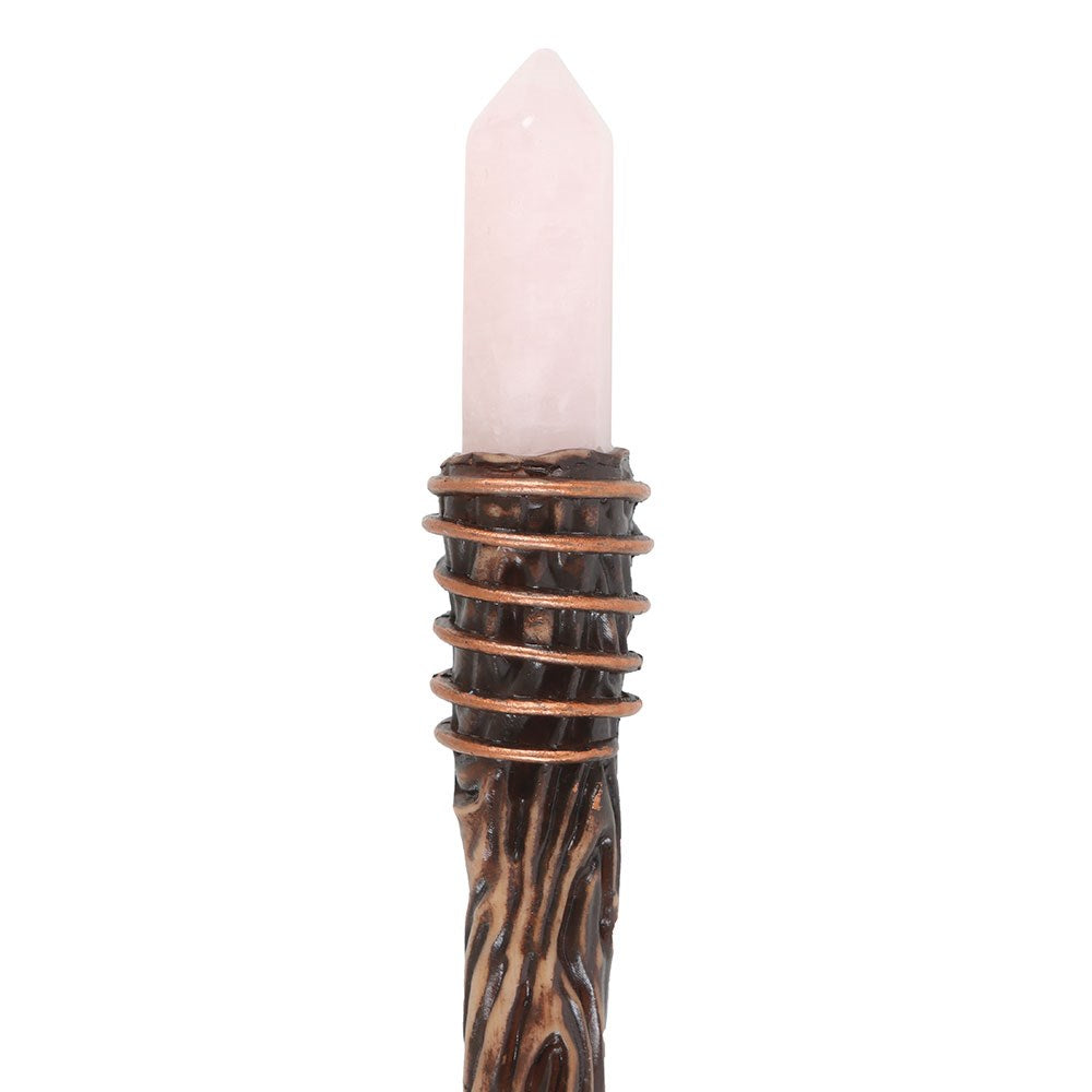 Thin Romance Rose Quartz Crystal Wand - Olleke Wizarding Shop Amsterdam