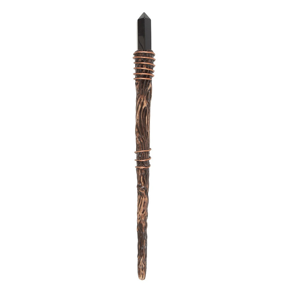 Thin Protection Black Obsidian Crystal Wand - Olleke Wizarding Shop Amsterdam
