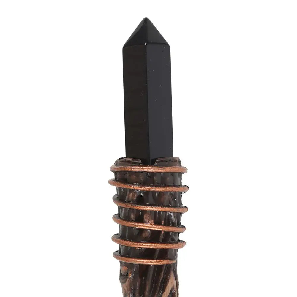 Thin Protection Black Obsidian Crystal Wand - Olleke Wizarding Shop Amsterdam