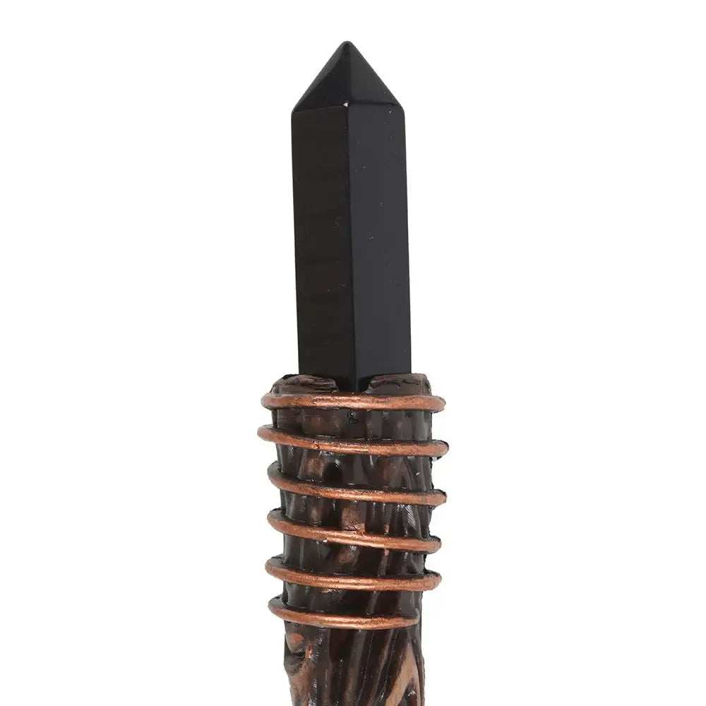 Thin Protection Black Obsidian Crystal Wand - Olleke Wizarding Shop Amsterdam