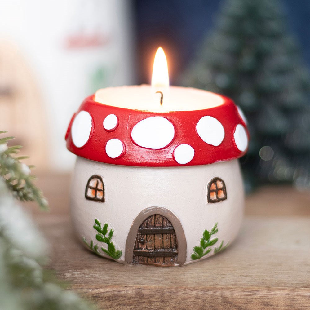 Mushroom House Resin Tealight Holder - Olleke Wizarding Shop Amsterdam