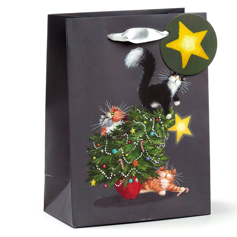Kim Haskins Cats Christmas Tree - Gift Bag Medium - Olleke Wizarding Shop Amsterdam