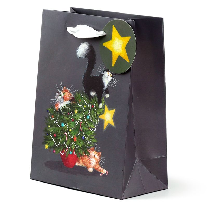 Kim Haskins Cats Christmas Tree - Gift Bag Medium - Olleke Wizarding Shop Amsterdam