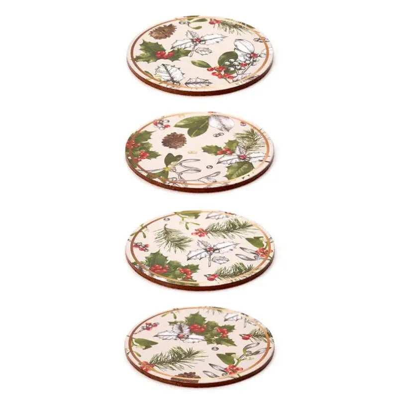 Christmas Winter Botanicals Set 4 Coasters - Olleke Wizarding Shop Amsterdam