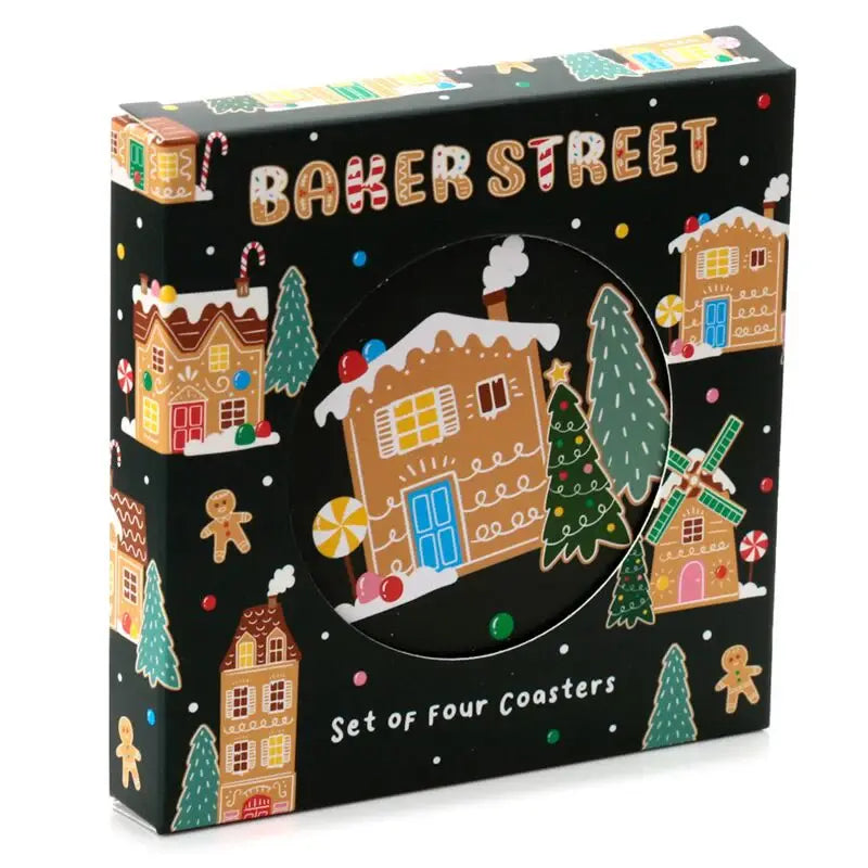 Christmas Baker Street Set of 4 Cork Coasters - Olleke Wizarding Shop Amsterdam