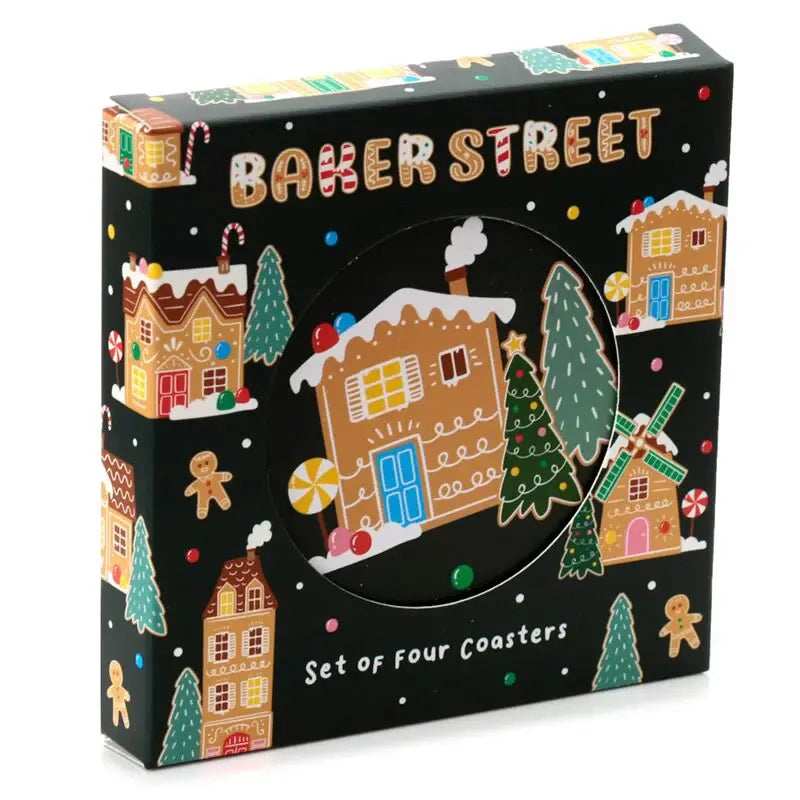 Christmas Baker Street Set of 4 Cork Coasters - Olleke Wizarding Shop Amsterdam