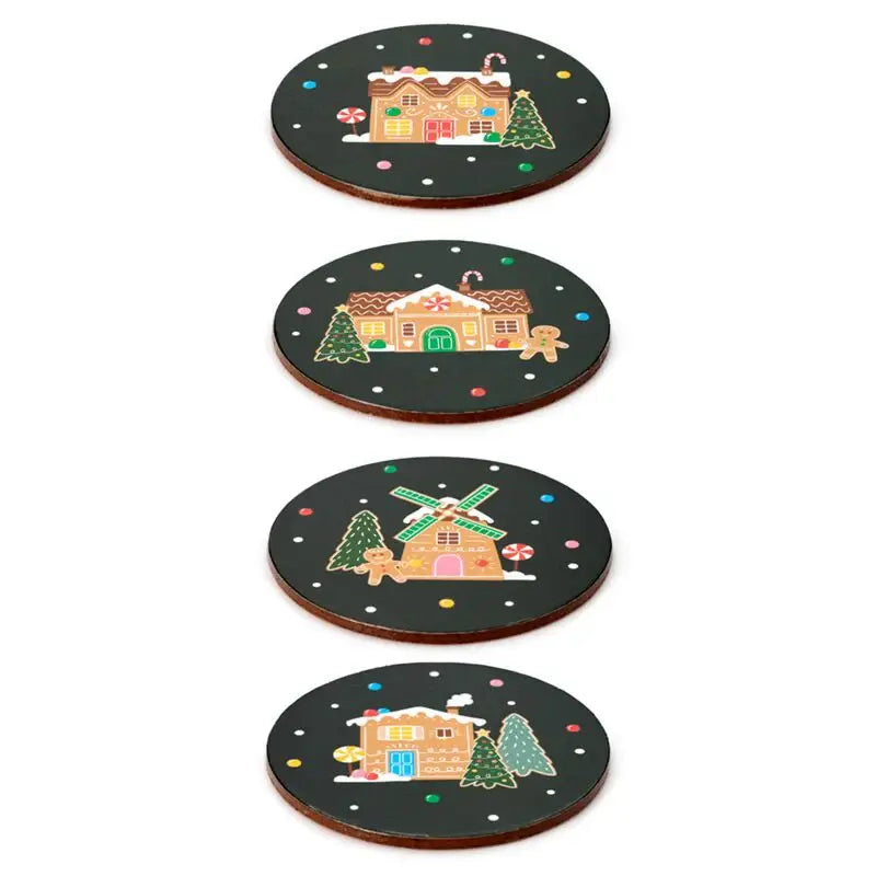 Christmas Baker Street Set of 4 Cork Coasters - Olleke Wizarding Shop Amsterdam