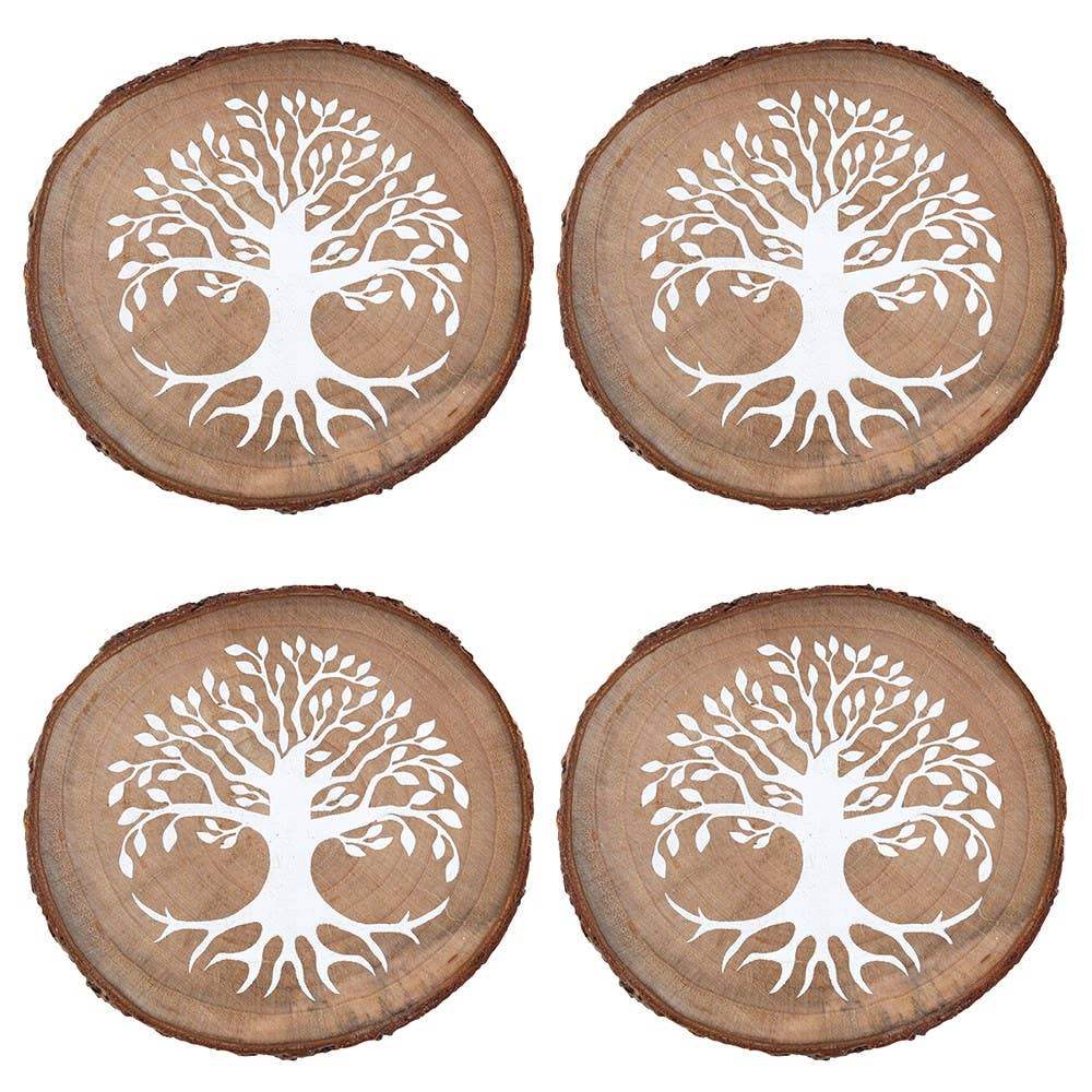Tree of Life Wood Slice Coaster Set - Olleke Wizarding Shop Amsterdam