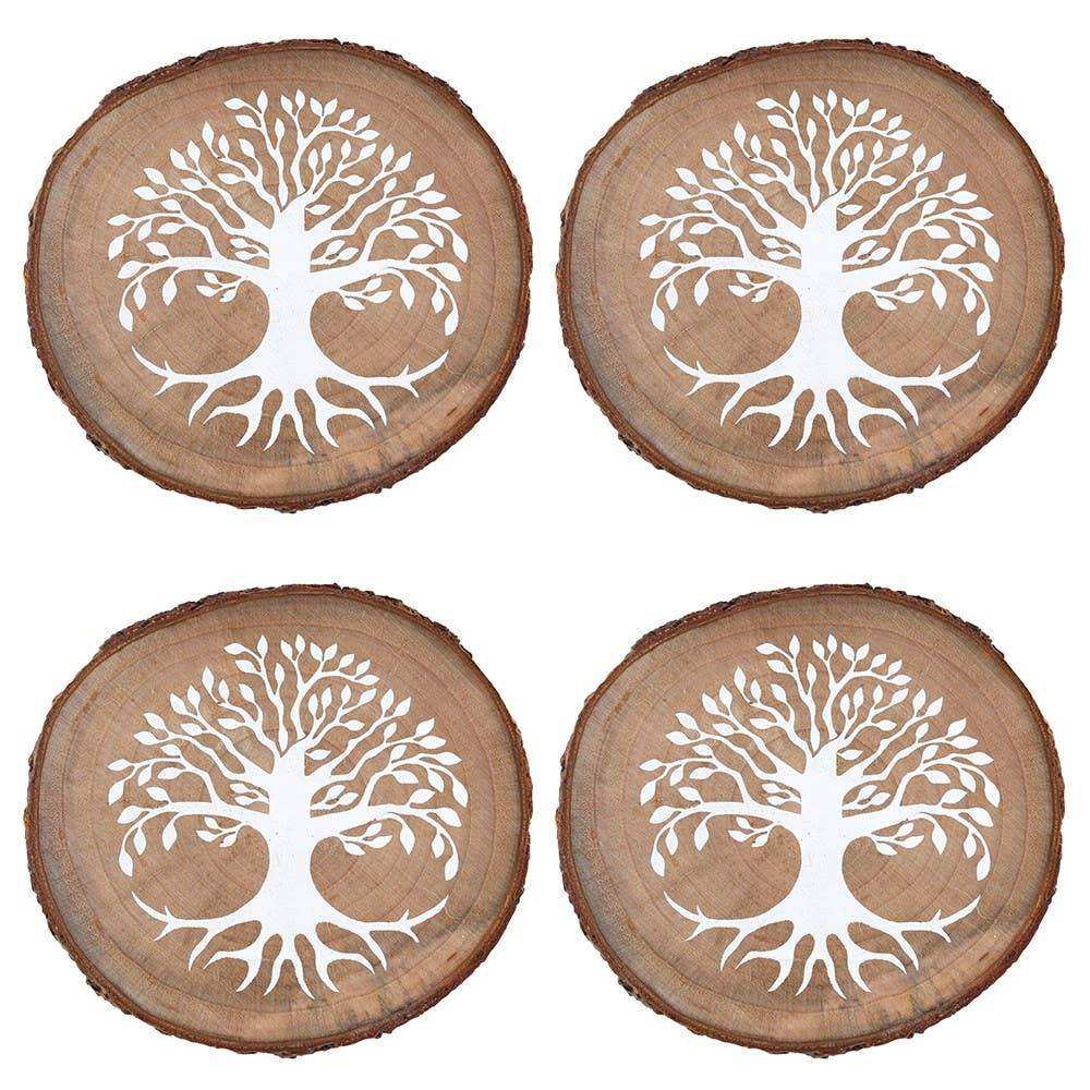 Tree of Life Wood Slice Coaster Set - Olleke Wizarding Shop Amsterdam