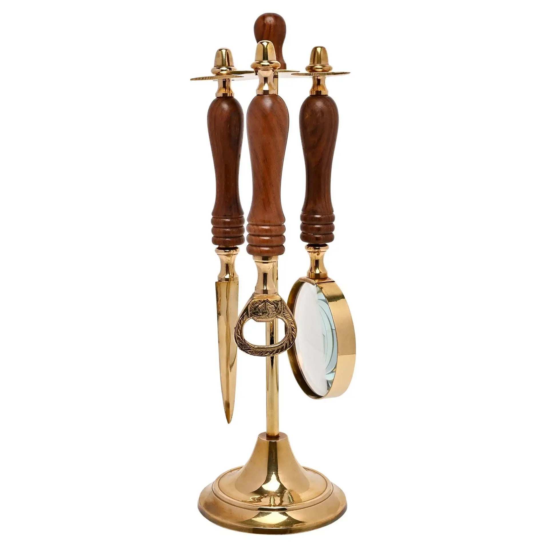 Magnifying Glass, Letter Opener & Bottle Opener Set on Stand - Olleke Wizarding Shop Amsterdam